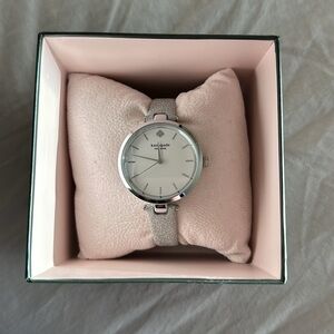 Kate Spade New York Hollander 34mm silver sparkle watch.